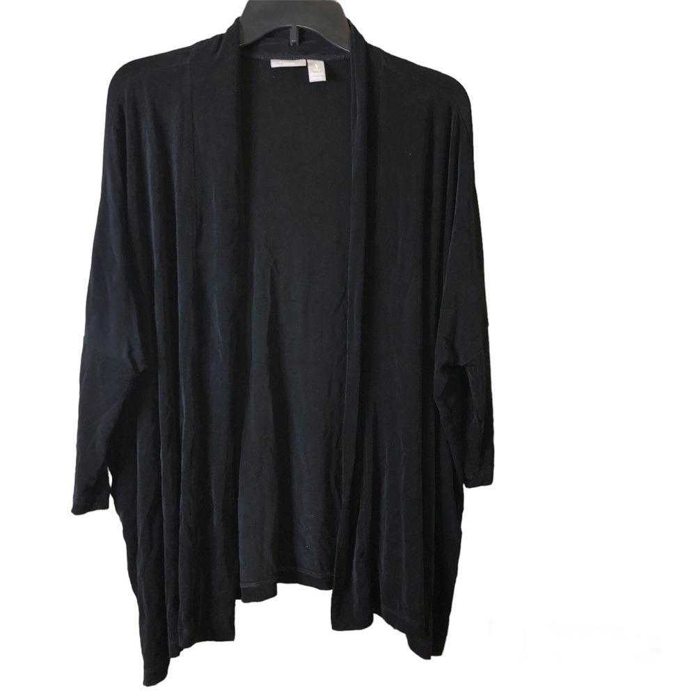 Chico's‎ Travelers Slinky Open Front Cardigan Black 1